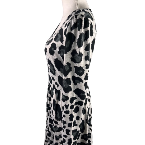 NWT LuloRoe Ryane Empire Waist Dress Leopard Gray Black Long Sleeve Stretch - Picture 6 of 13
